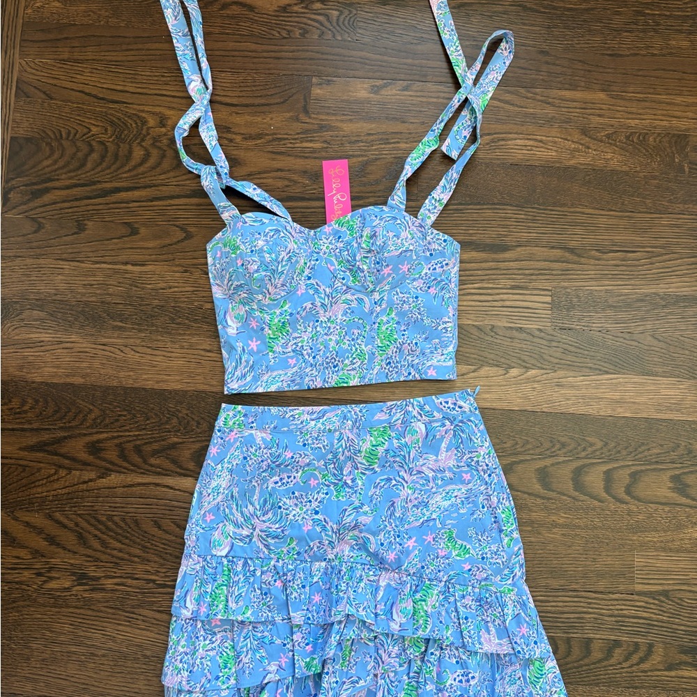 Lilly Pulitzer NWT Rosalie Set blue peri turtle package size 0